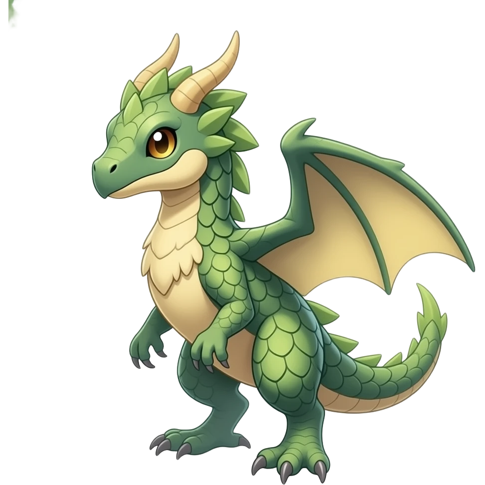 romantic ivy greenery lush tropical Exotic greenish pastel Beige yellowish beautiful gorgeous attractive pretty Raptorik scaley feathery horned Amaura-Wargreymon-Aurorus-ExVeemon-WereGarurumon-Pokémon-Fakémon-hybrid-fusion-creature, full body emoji