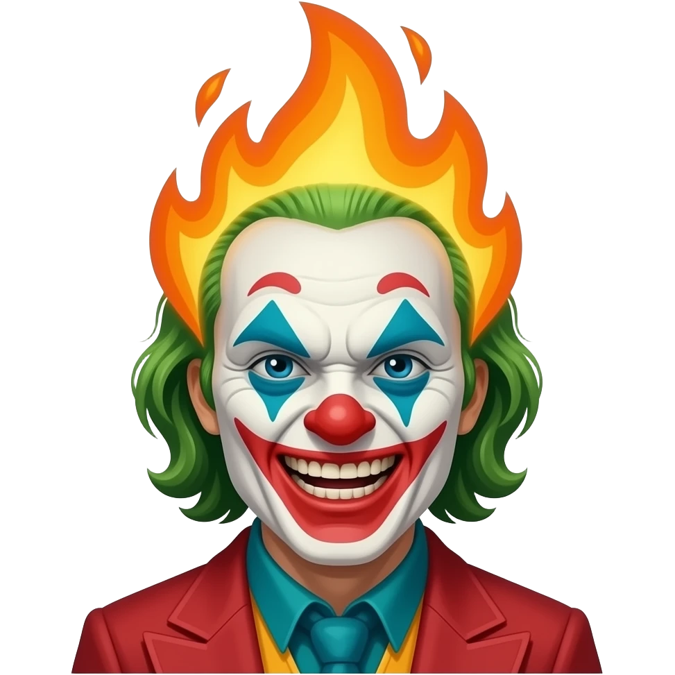 клоун с горящей головой злой emoji