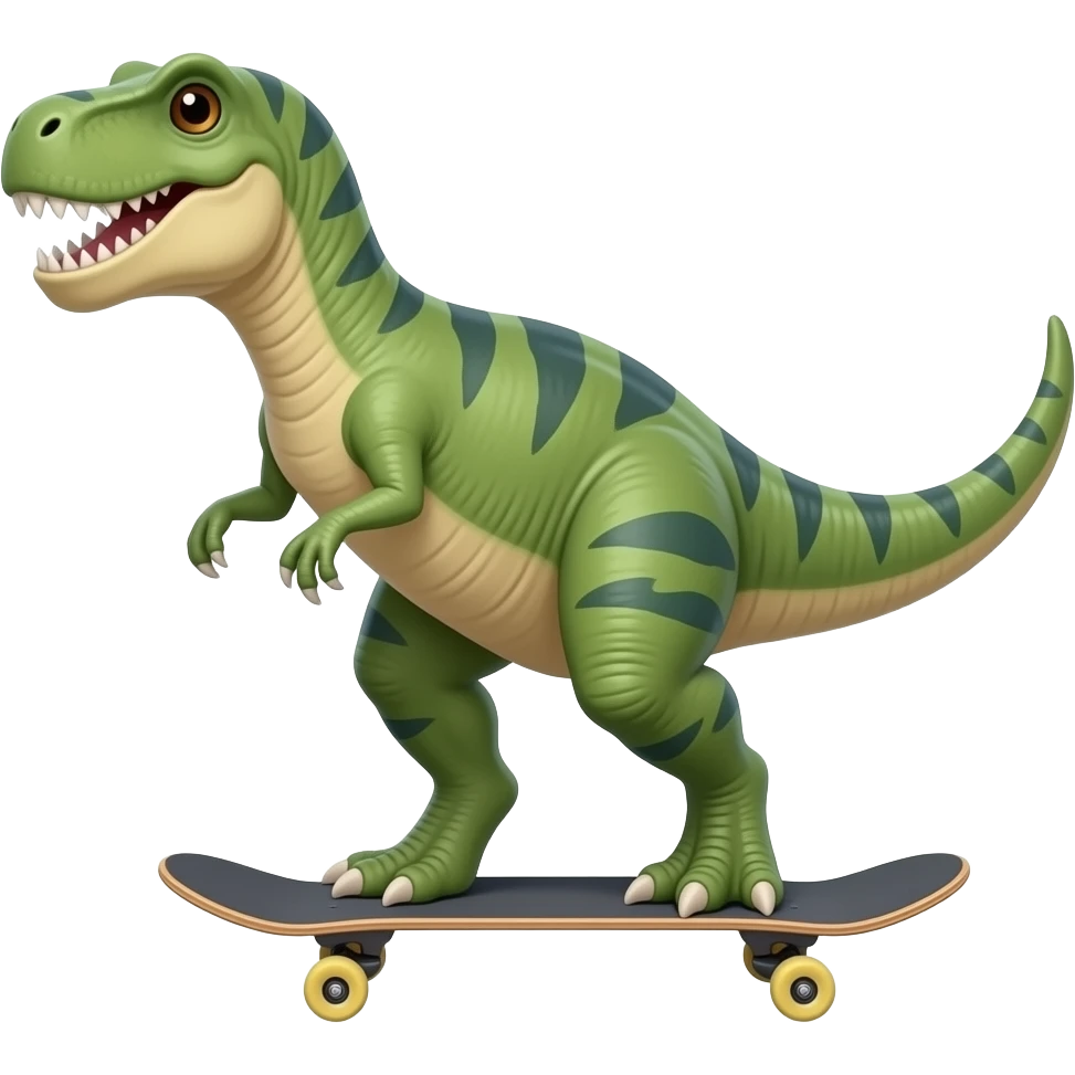 Dinosaur on a skateboard emoji