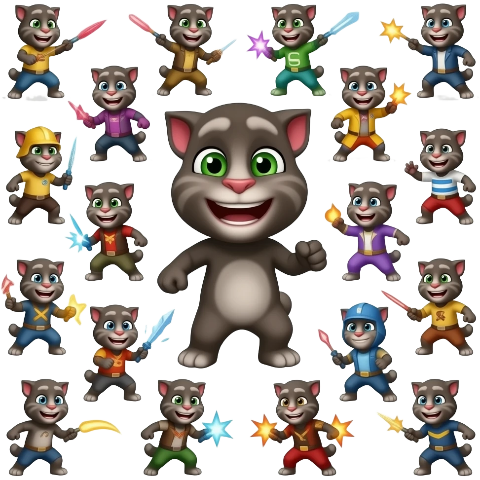 صد تاTalking Tomدر حال جنگ emoji