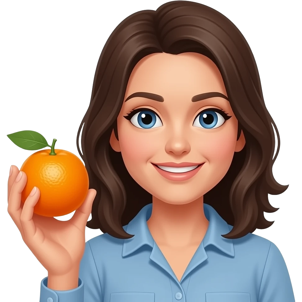 귤을 든 30대 여성 emoji