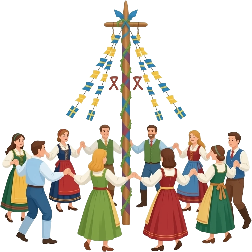 dancing around the maypole for midsummer Sweden emoji