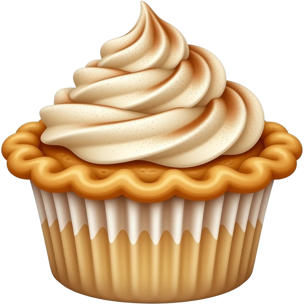 Apple pie cupcake with sliced apple & cinnamon dusting emoji