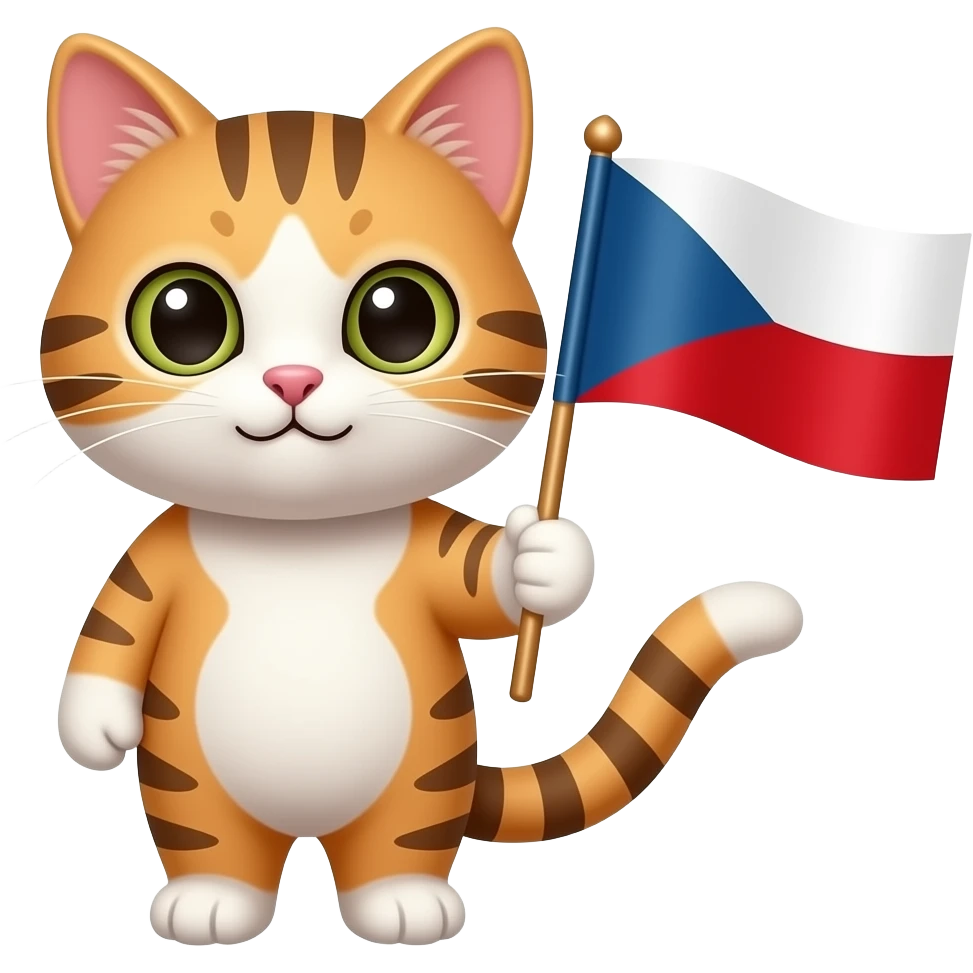 cute cat holding czech flaag emoji