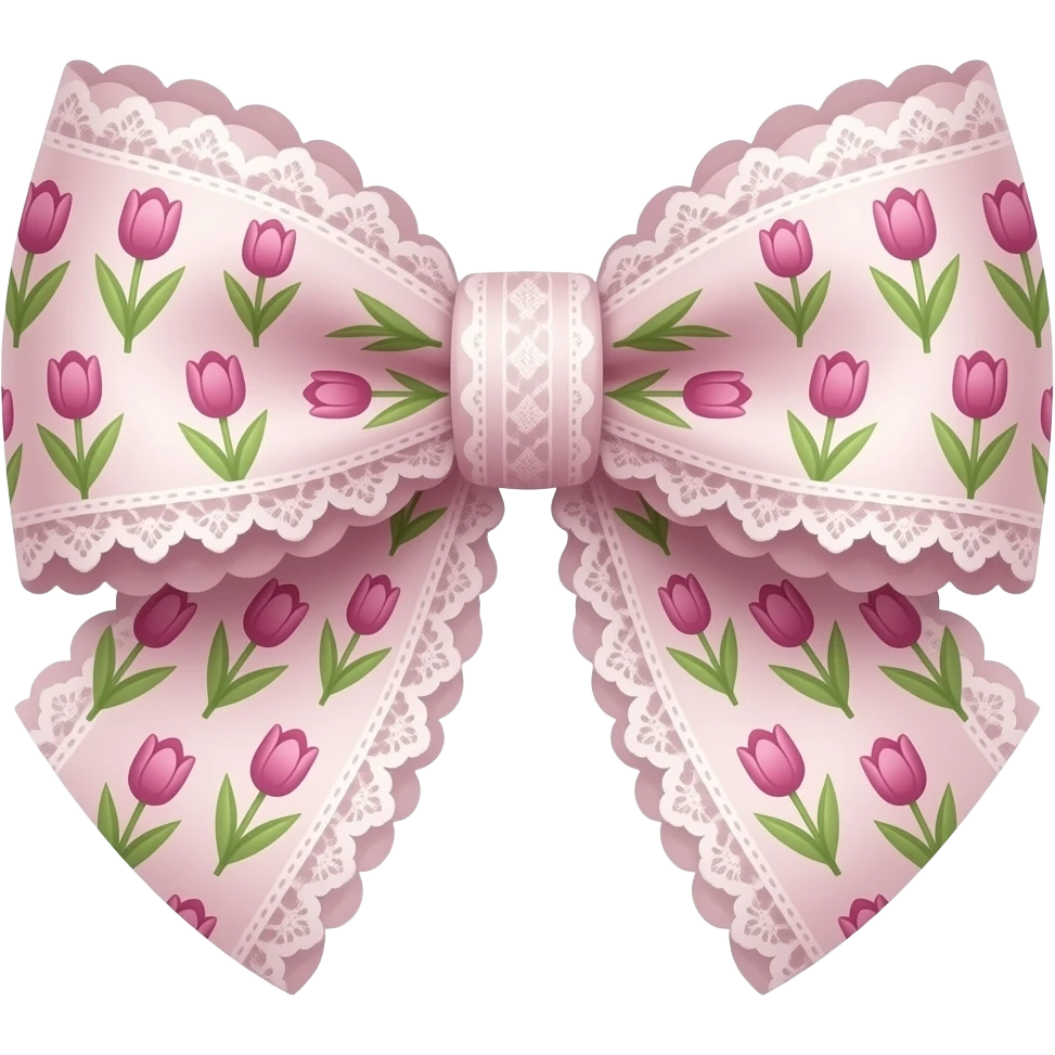 pink ombre with  tulip style pattern on bow lace coquette bow emoji