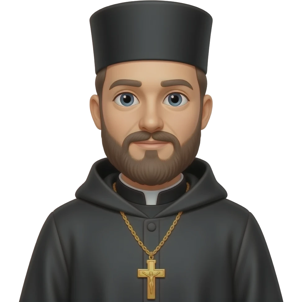 an Orthodox parishioner with an Orthodox cross around his neck emoji