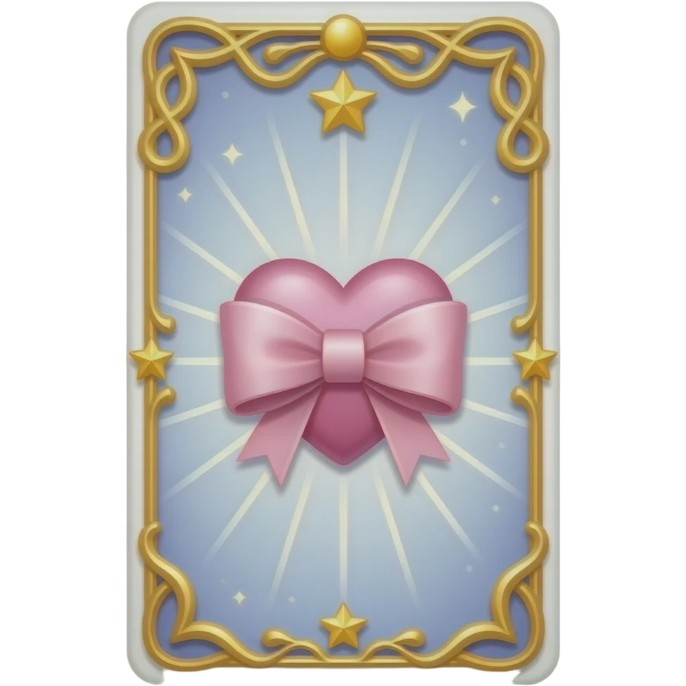 beautiful magical tarot card with pink heart and bow and stars and golden embellishments emoji