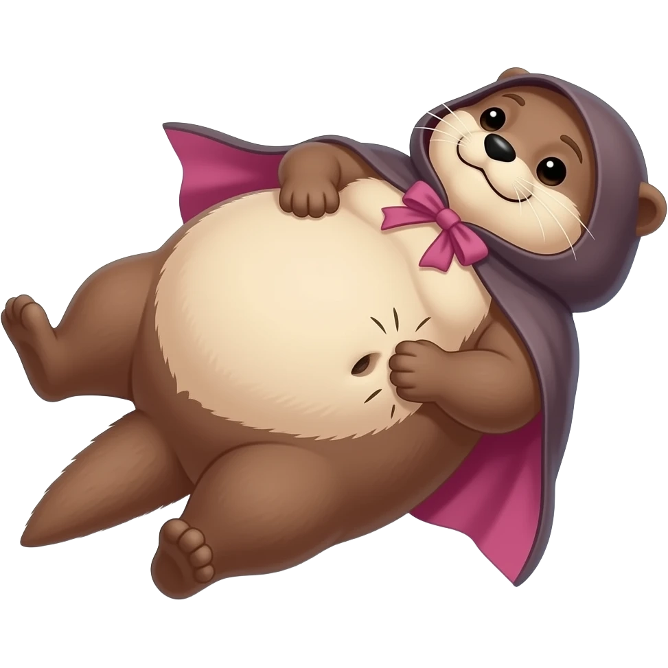 A female cape Otter is laying sprawled on her back,intense scratching in her Bellybutton to soothe an inch,Noticing her humongous overfed stomach,she is so stuffed with a heavy food baby,she can not move because her big full Tummy made her too fat. emoji