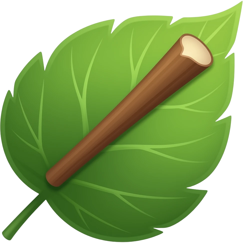 big stick with on leaf emoji