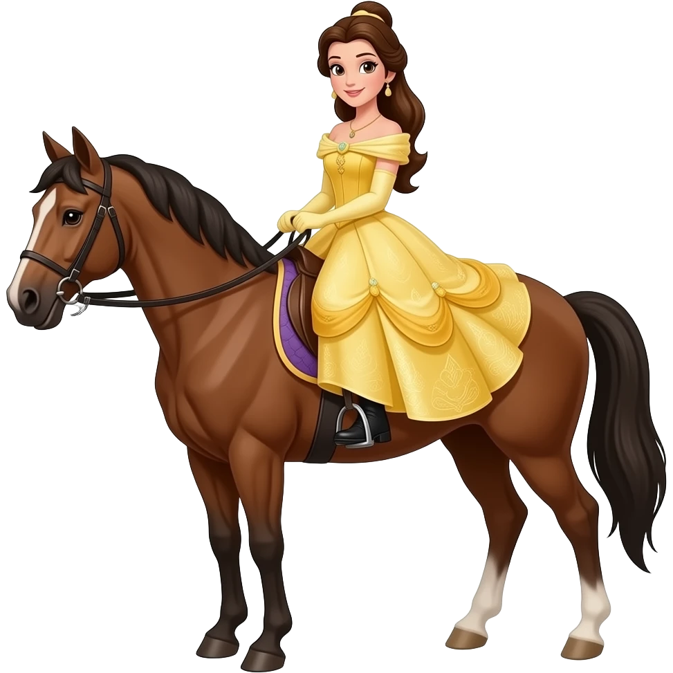 Belle riding a brown horse emoji