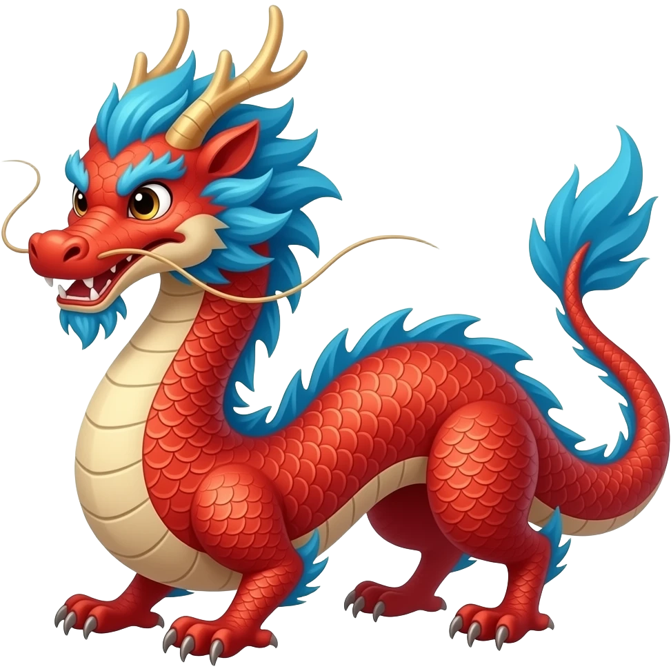 Drago orientale rosso dai capelli blu emoji