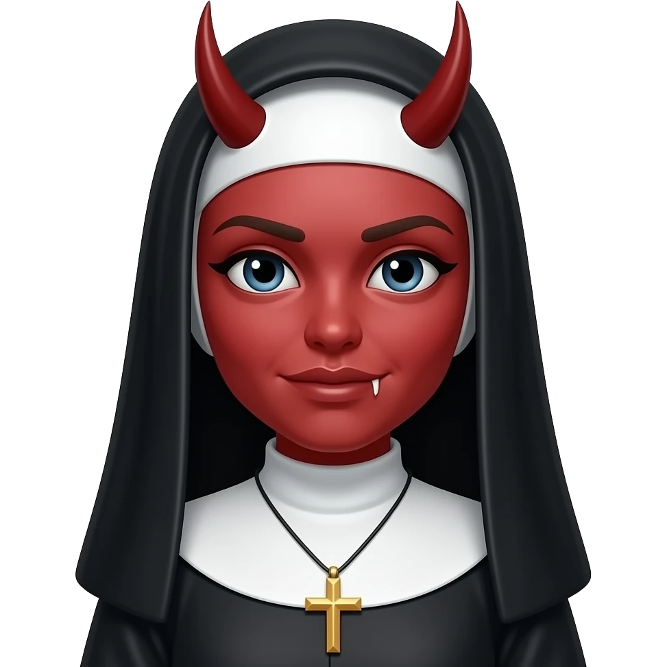 chcę emotkę demona ubraną w strój zakonnicy w stylu starych emotek z messenger emoji