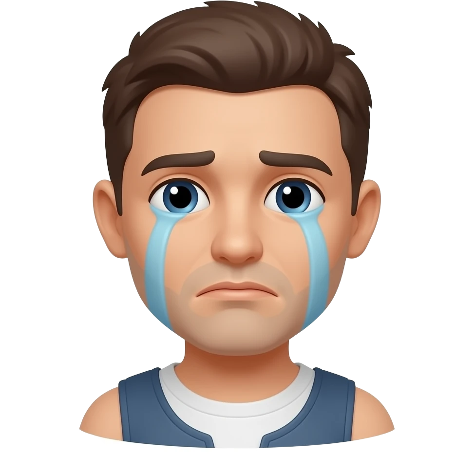 A crying amputee emoji