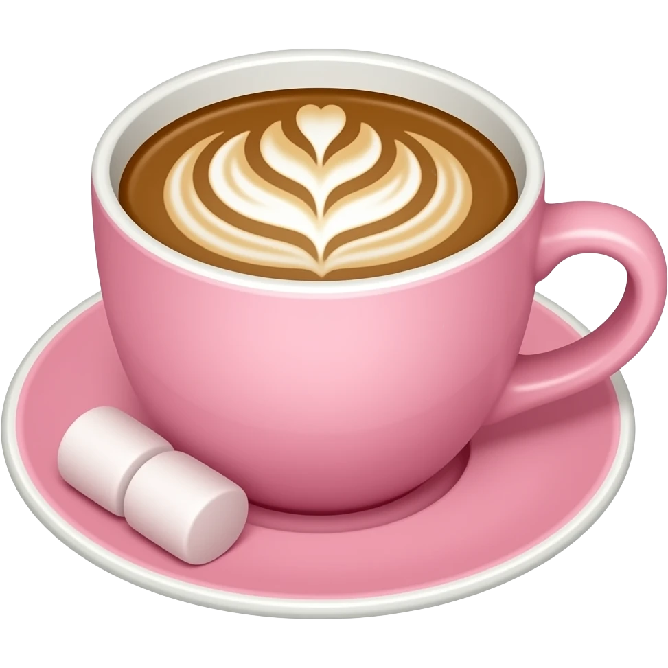 Tasse de café rose avec du café  deans et Marchmallow emoji