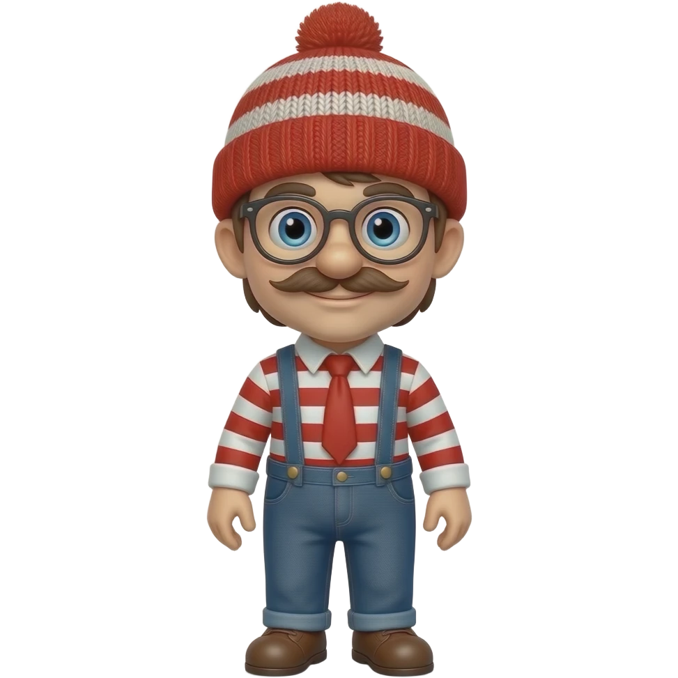 Waldo wearing a red and white striped knit beanie hat(fullbody) emoji