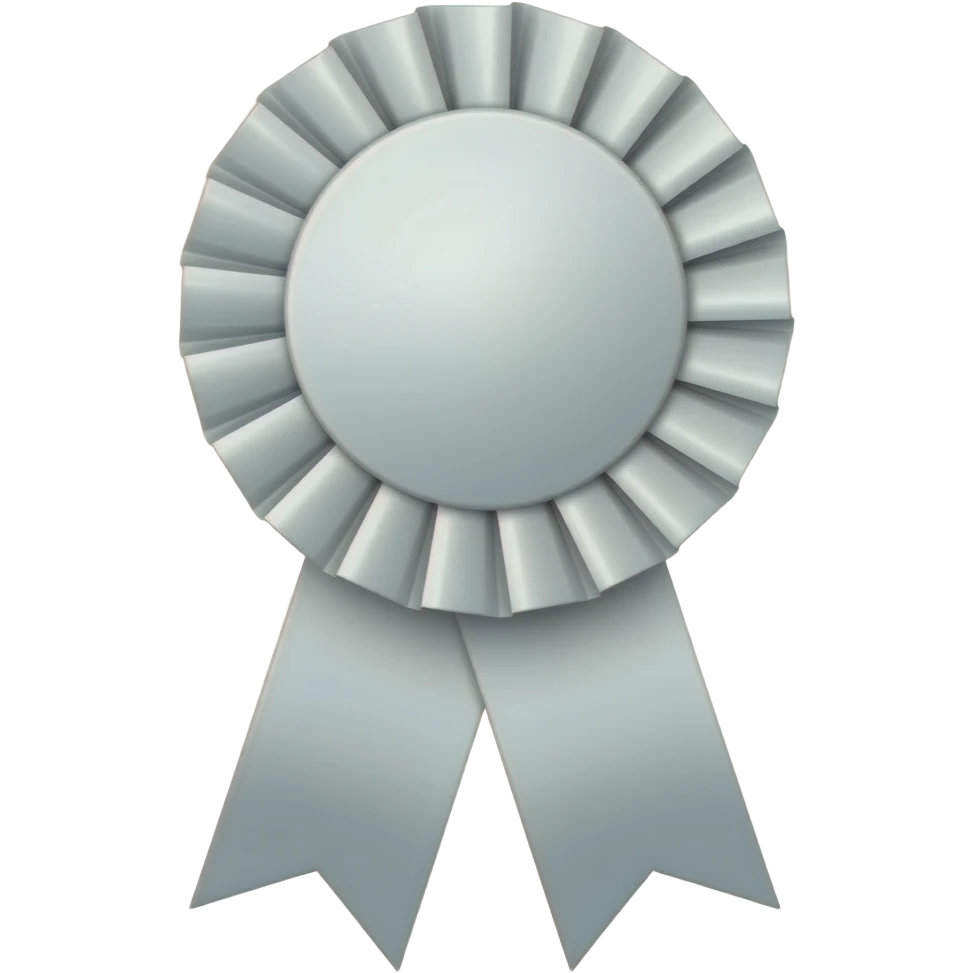 a third place ribbon that is white with smaller round top emoji