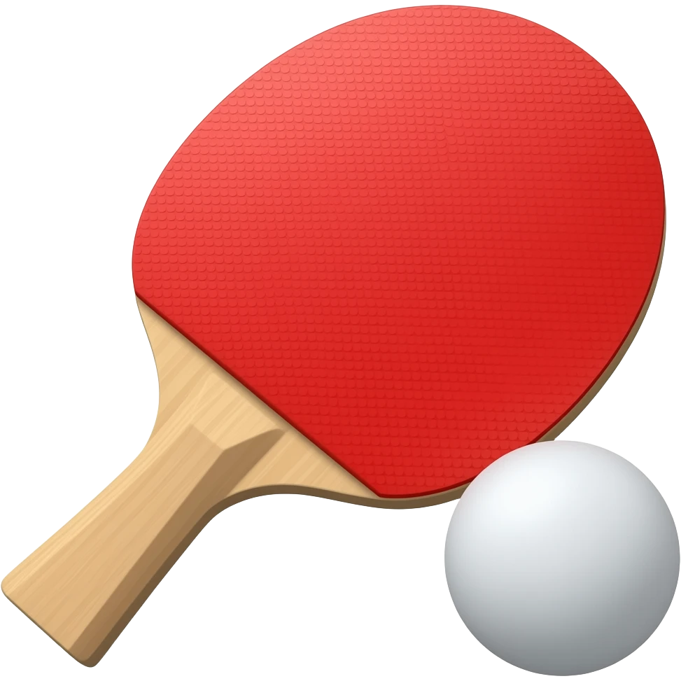 ping pong paddle and one pingpong ball next to it emoji
