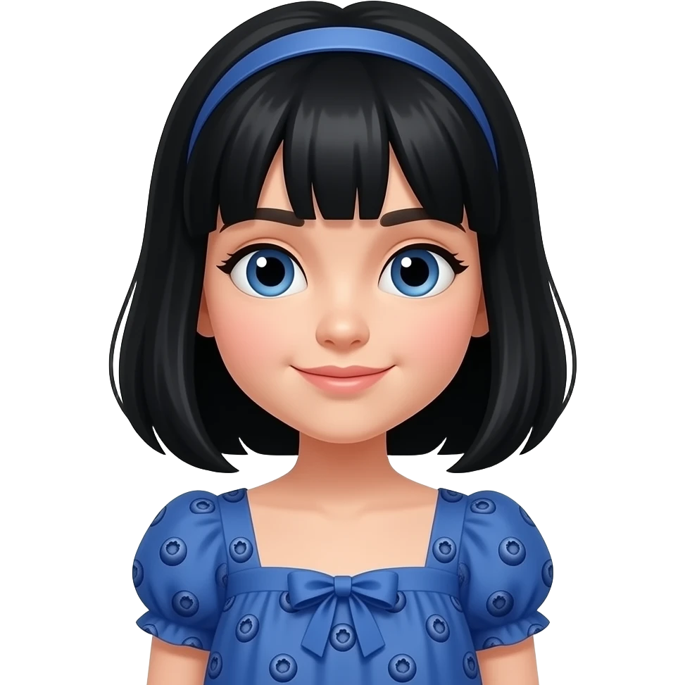 دختر آبی، لباس بلوبری، موهاش مشکی emoji