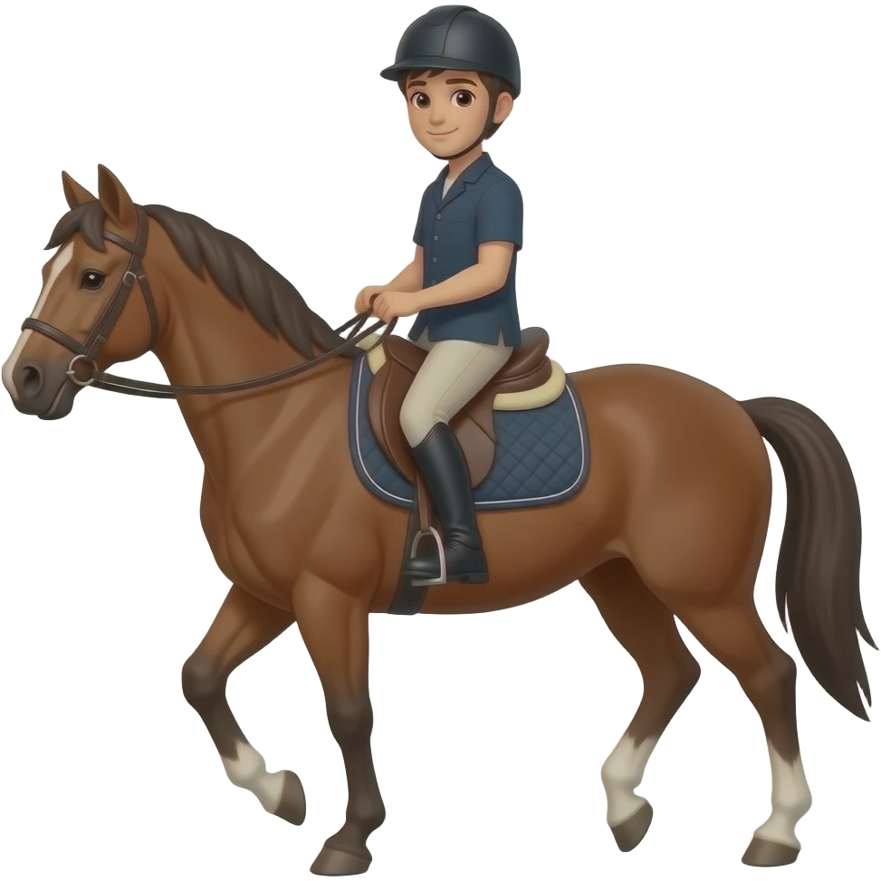 حصان وراكب عليه شاب ذكر emoji