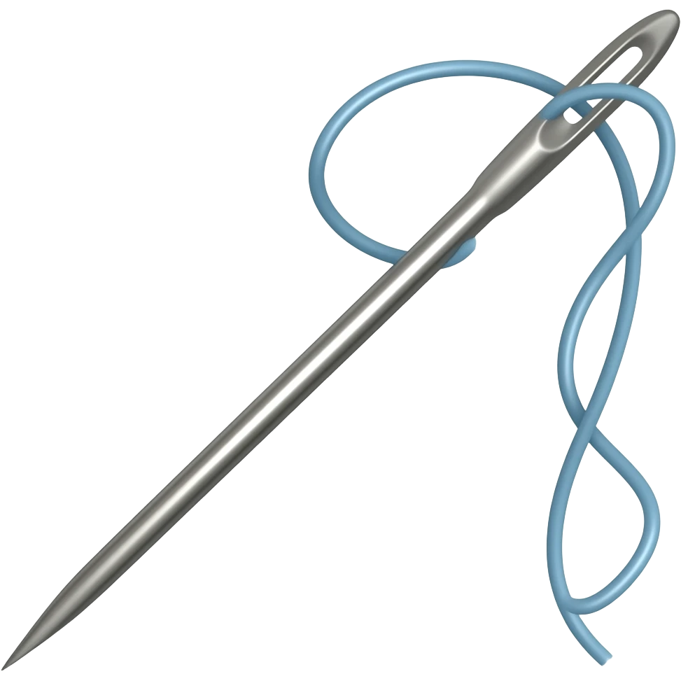 a large needle with a blue thread emoji