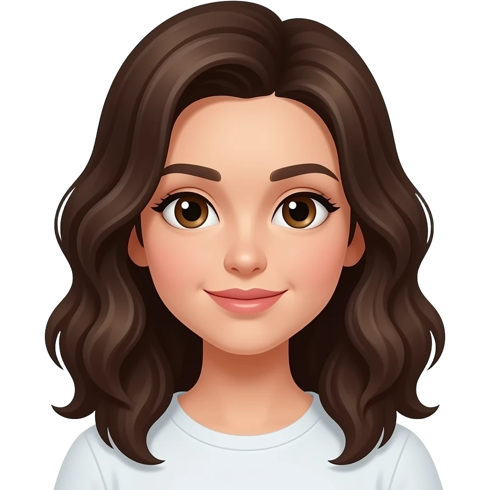 Menina ondulada cabelo castanho escuro emoji