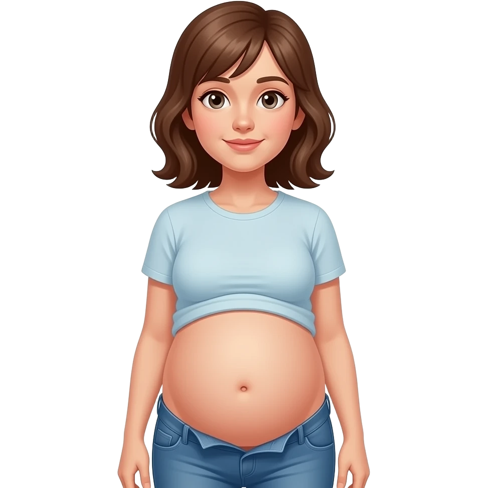 girl look at you tummy,big and full,ready to go pop,so full that a heavy fat stomach wants a gentle rub,A Bellybutton,had too much to eat,even one can’t fast but walks like one is pregnant with a baby bump sticking out and leading the way. emoji