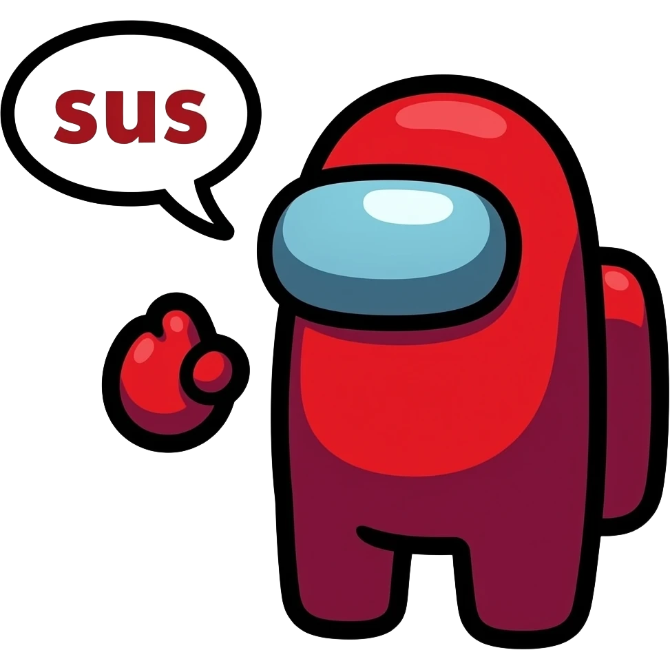 Among us Imposter saying sus emoji