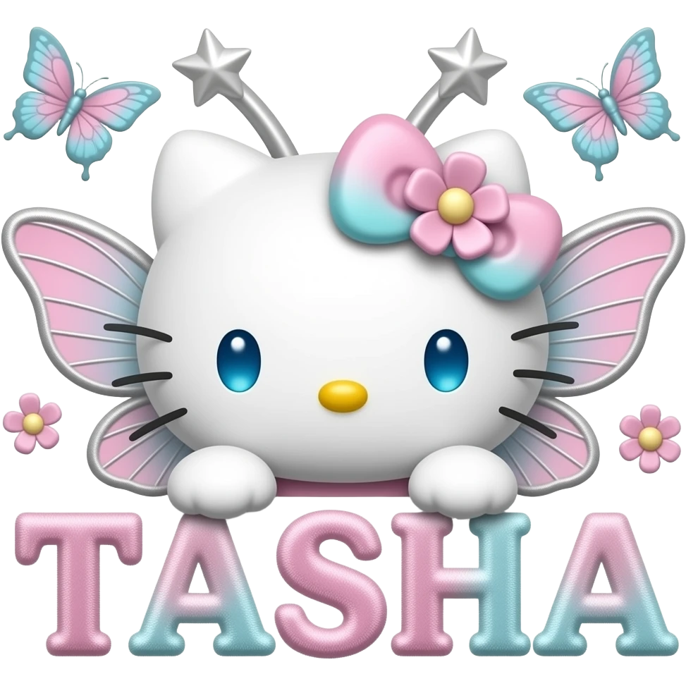 White velvety fur 3D hello kitty head with pink silver cyan ombre 3D ...