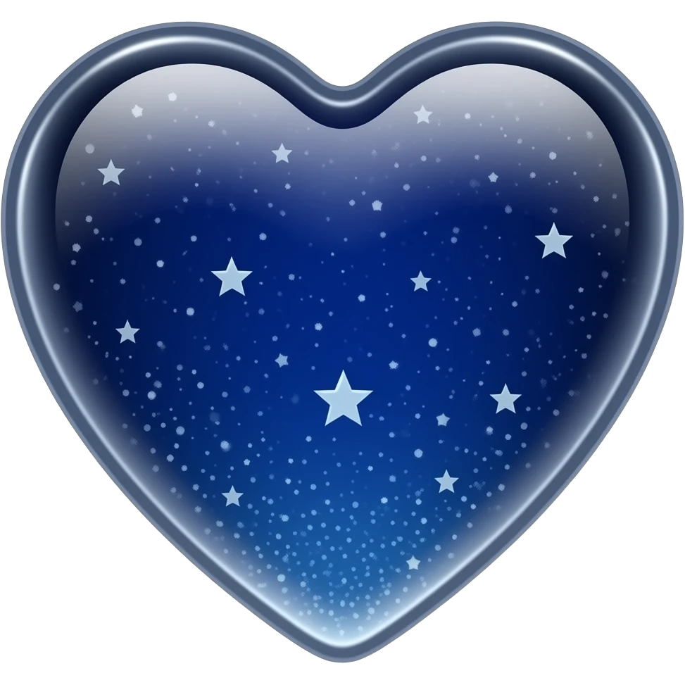 elegant glass navy starry night sky heart emoji