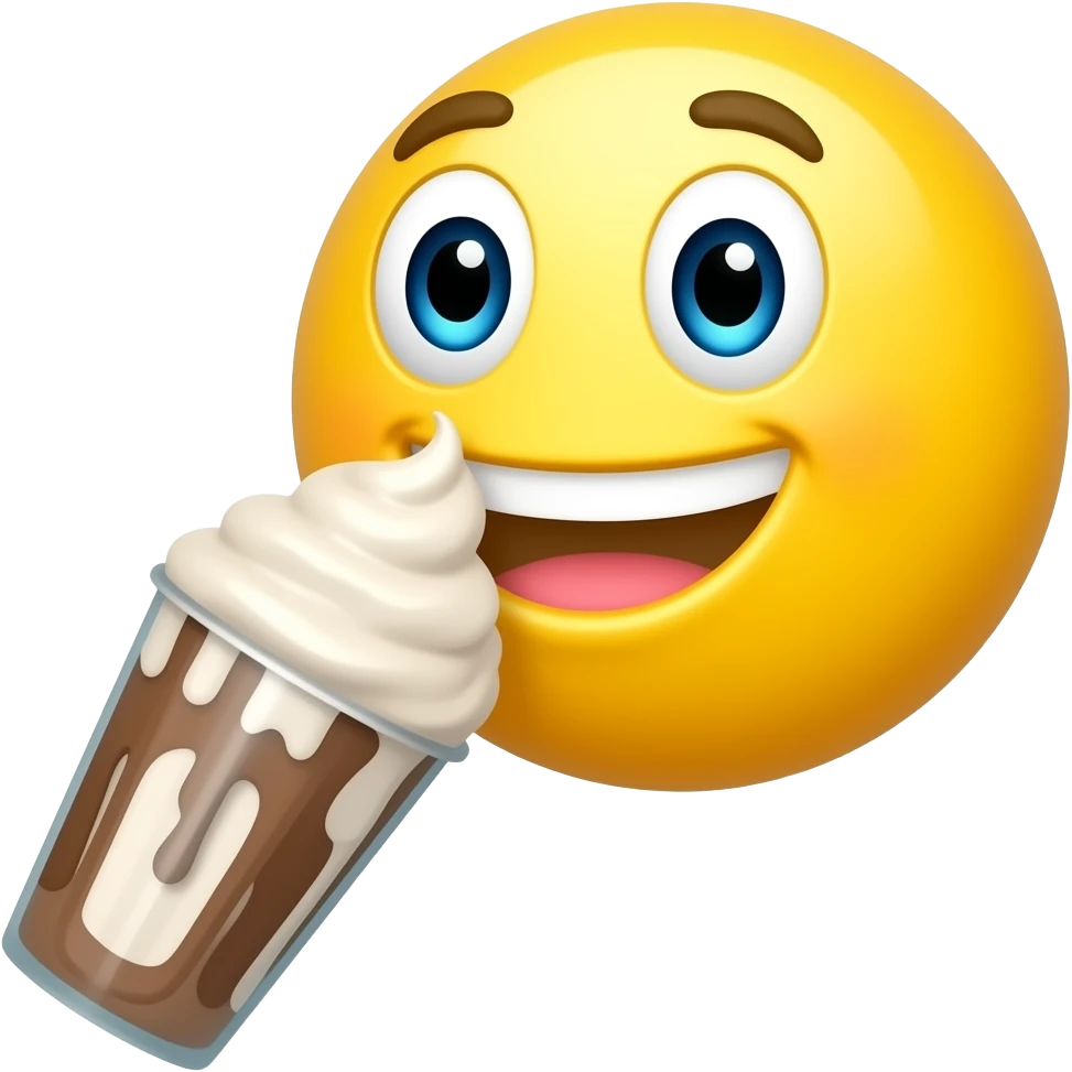 Yellow Smiley drinking a milkshake emoji