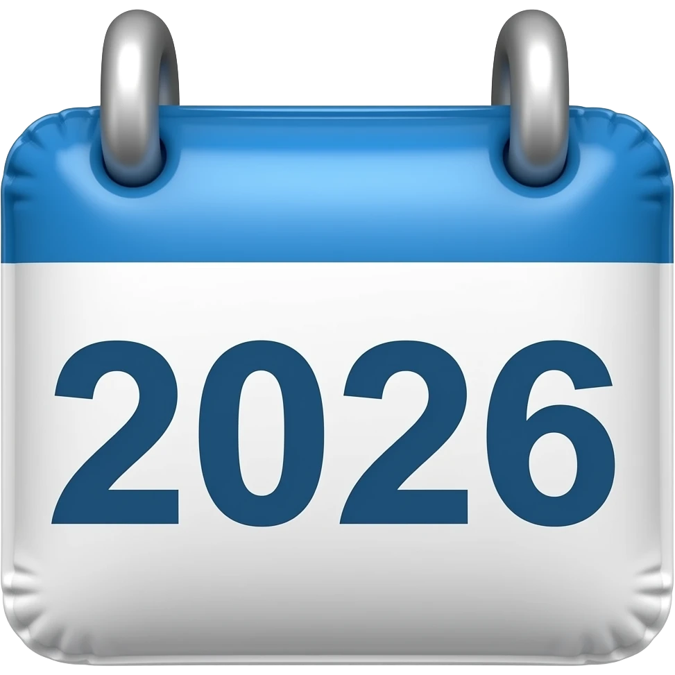 inflatable calendar date 2026 color #003B73 emoji