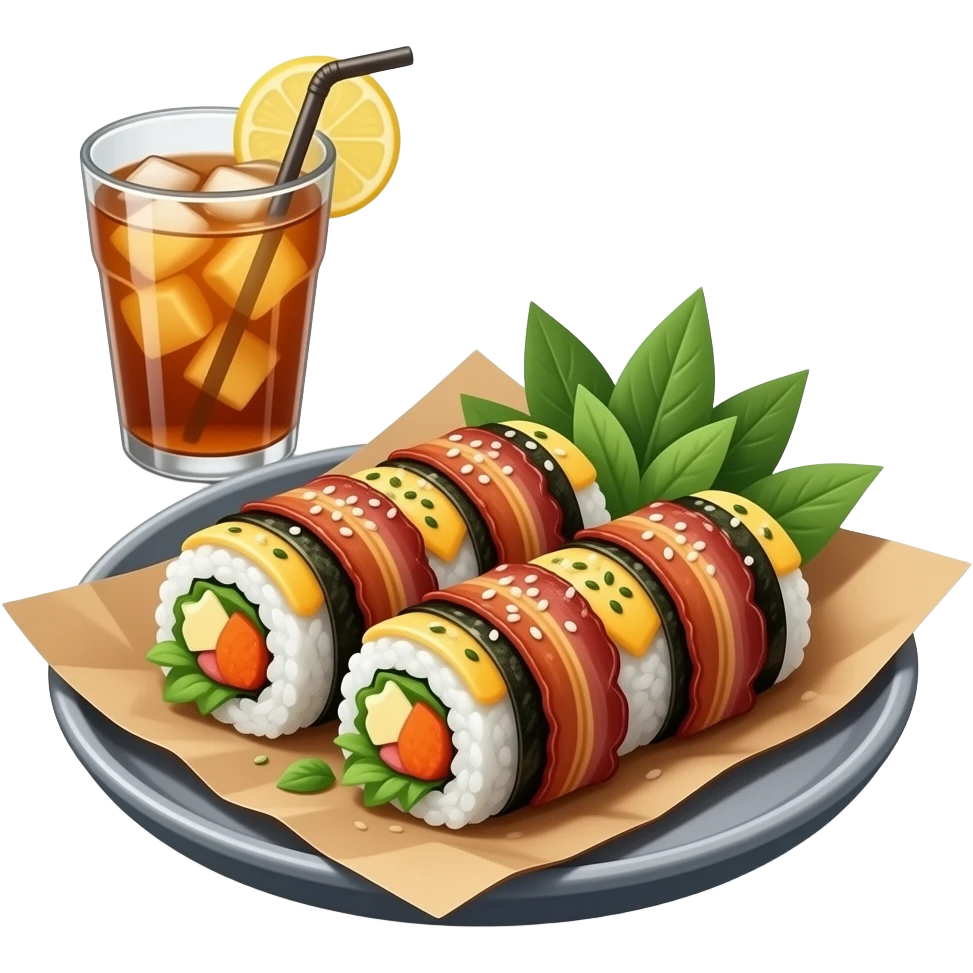 Ultra-realistic grilled bacon-wrapped rice rolls with nori, cheese, and ...