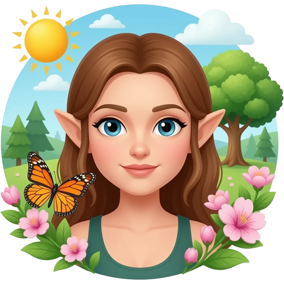 🧝🏻‍♀️🦋🌸🌳🌞 emoji