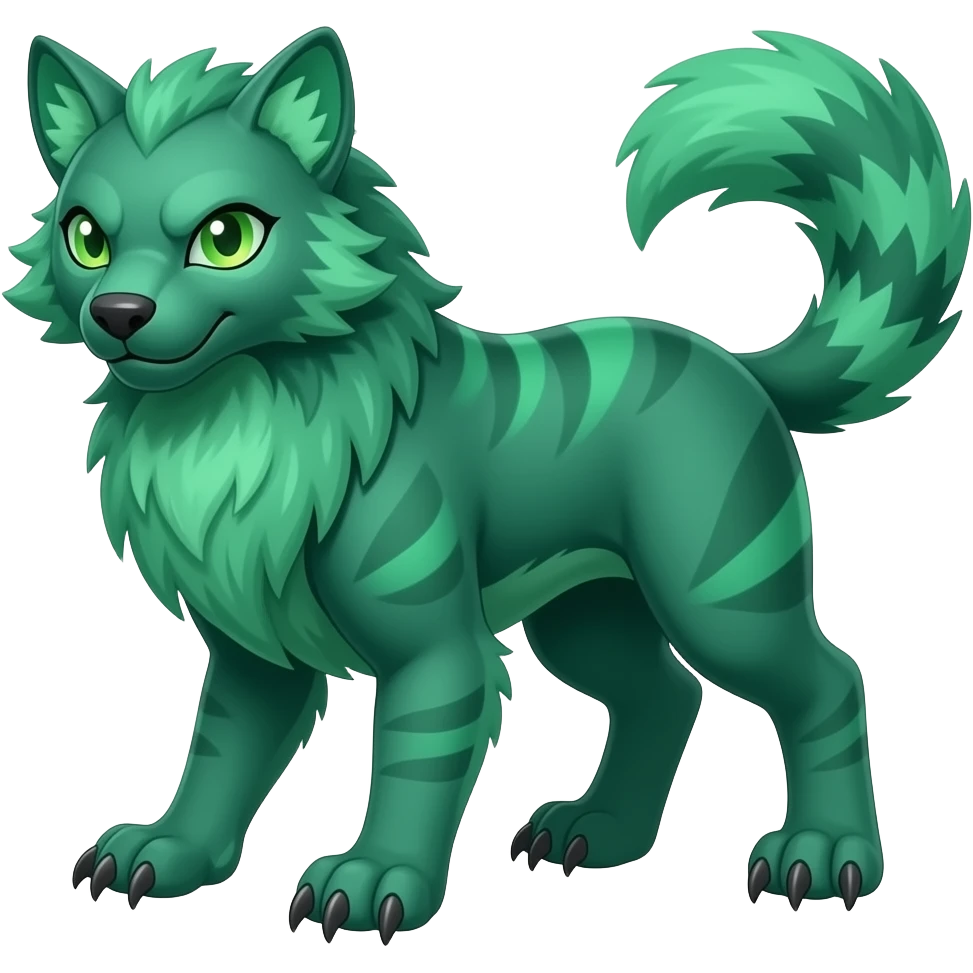 Evolved form of Emerald Meowzer, Stage 2, grown up, ferocious emoji