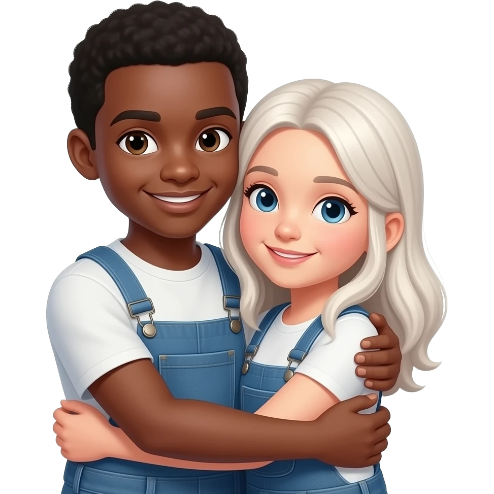 Темнокожий парень и белая девушка обнимаются крепко emoji