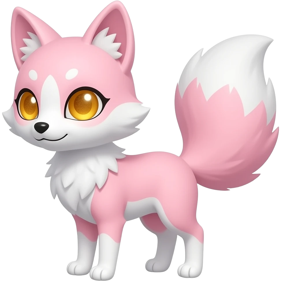 Sakura petite tall thin scrawny fawny golden-eyed sparkling glittering pastel pink and white Kitsune emoji