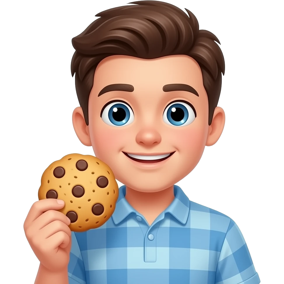 Cute guy holding chocolate chip cookies emoji