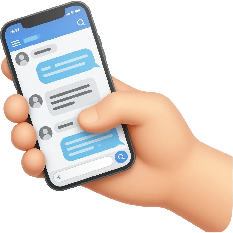mano revisando mensajes en el tlf testimonios positivos emoji