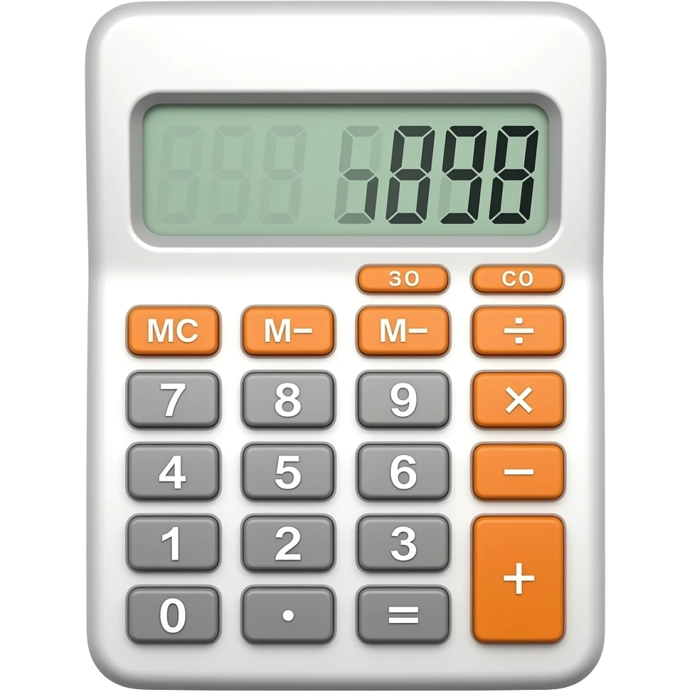 Can you generate a white and orange calculator with negative numbers on it emoji