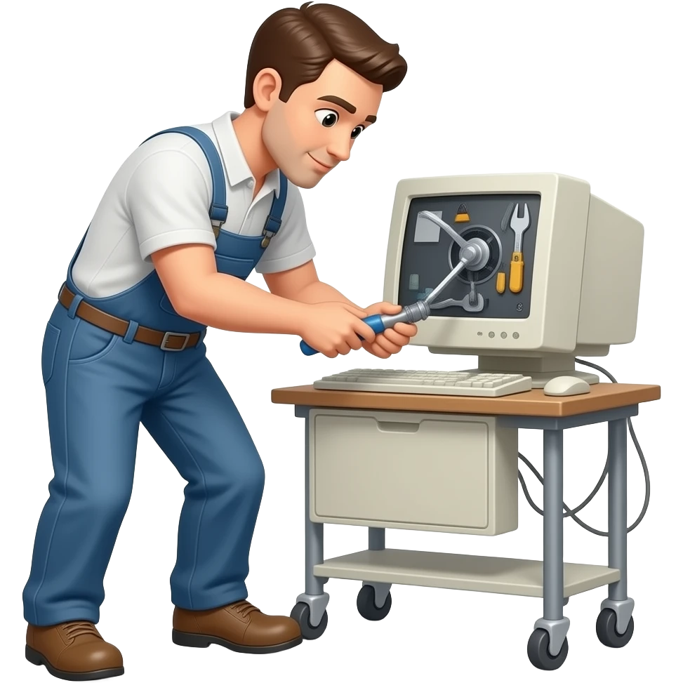 a man is repairing his computer emoji
