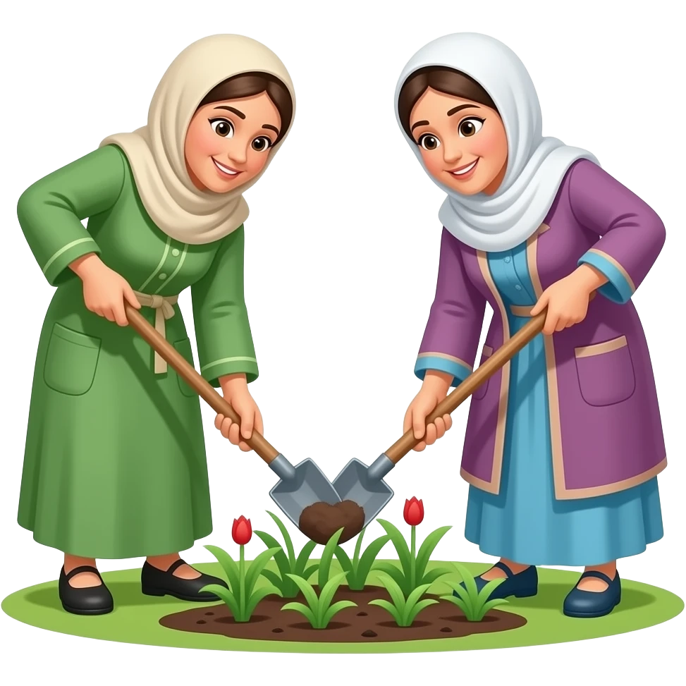 Moroccan women doing Landscaping in garden emoji