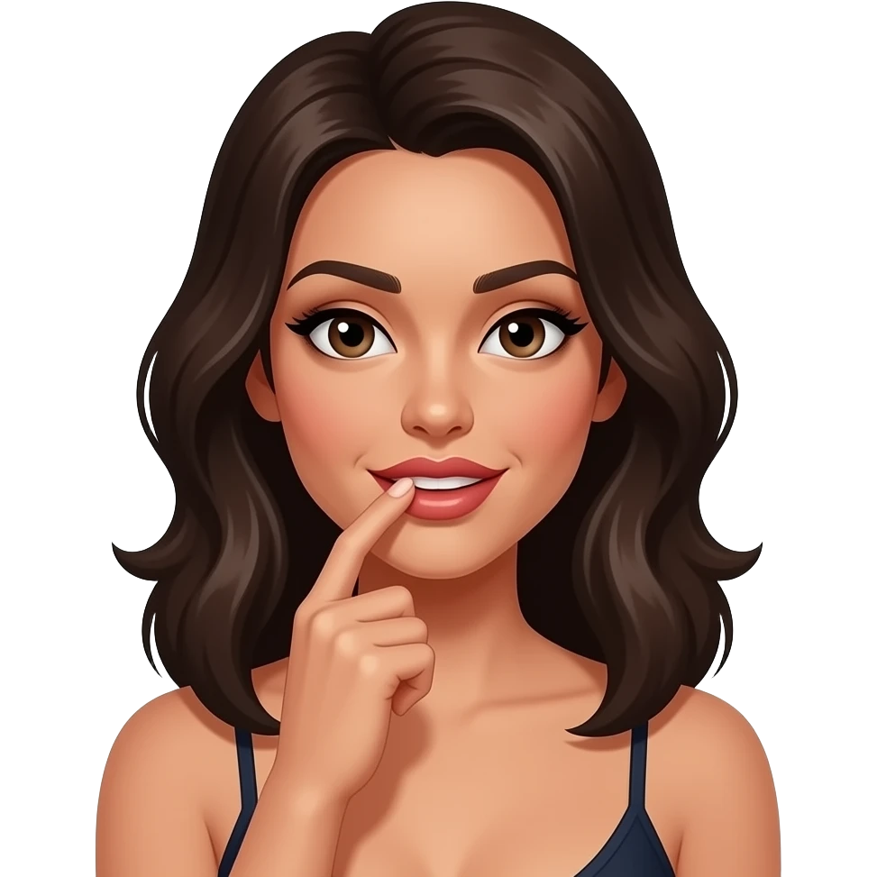 emoji femme mate de peau pas trop foncé qui se mord le doigt l’index en mode sexy emoji