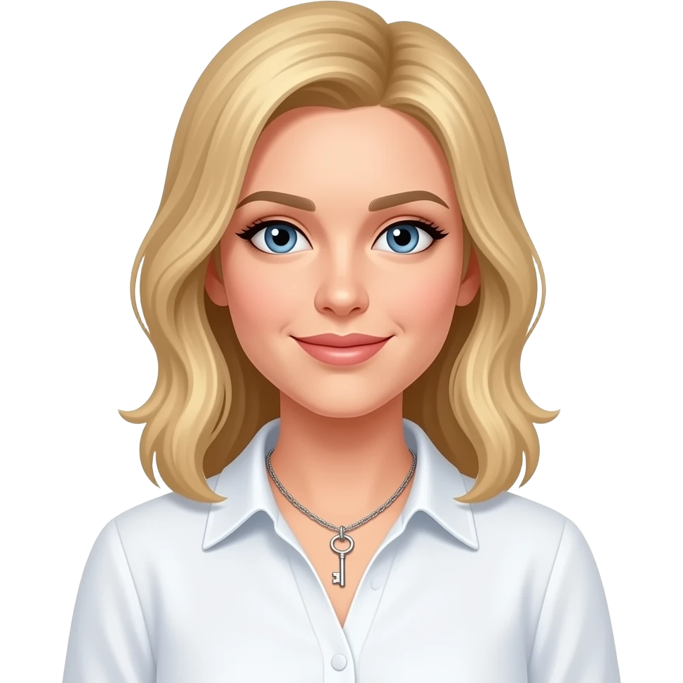 blonde woman wearing a necklace with a key on it emoji