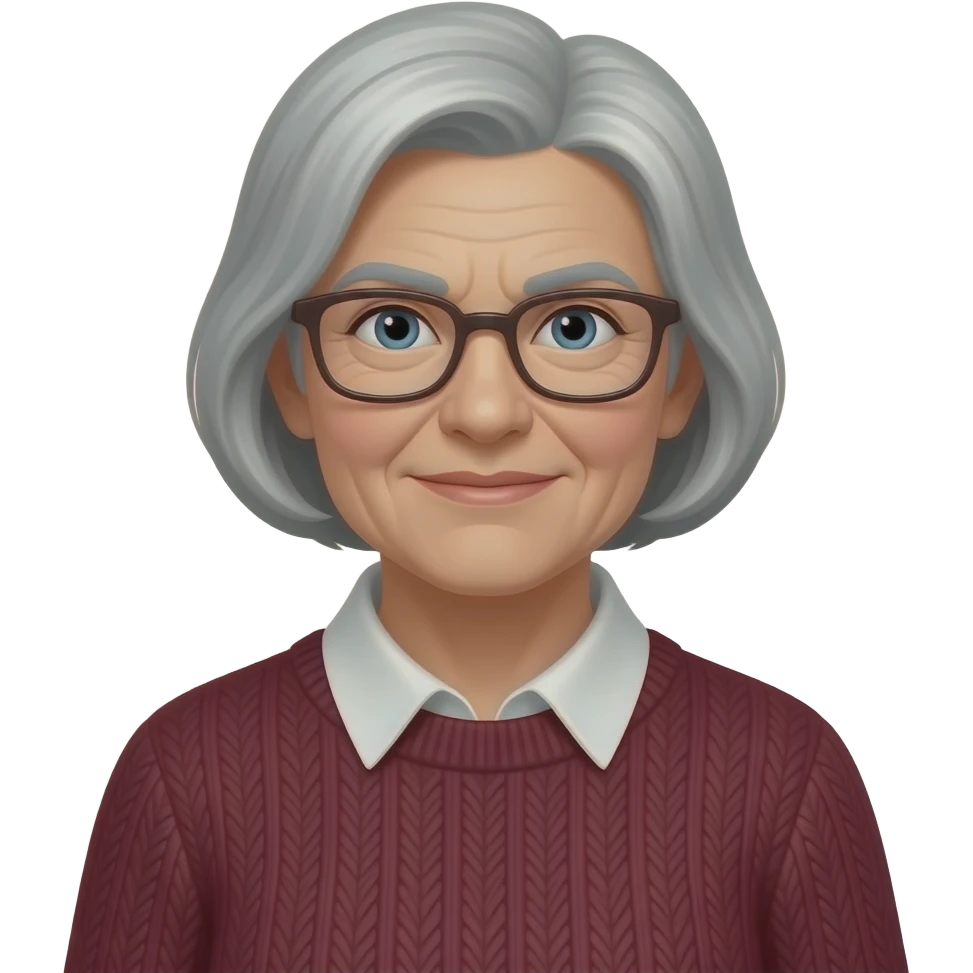 Une vieille femme mechante prof de techno pas de costume jyste yn pul bordeaux emoji