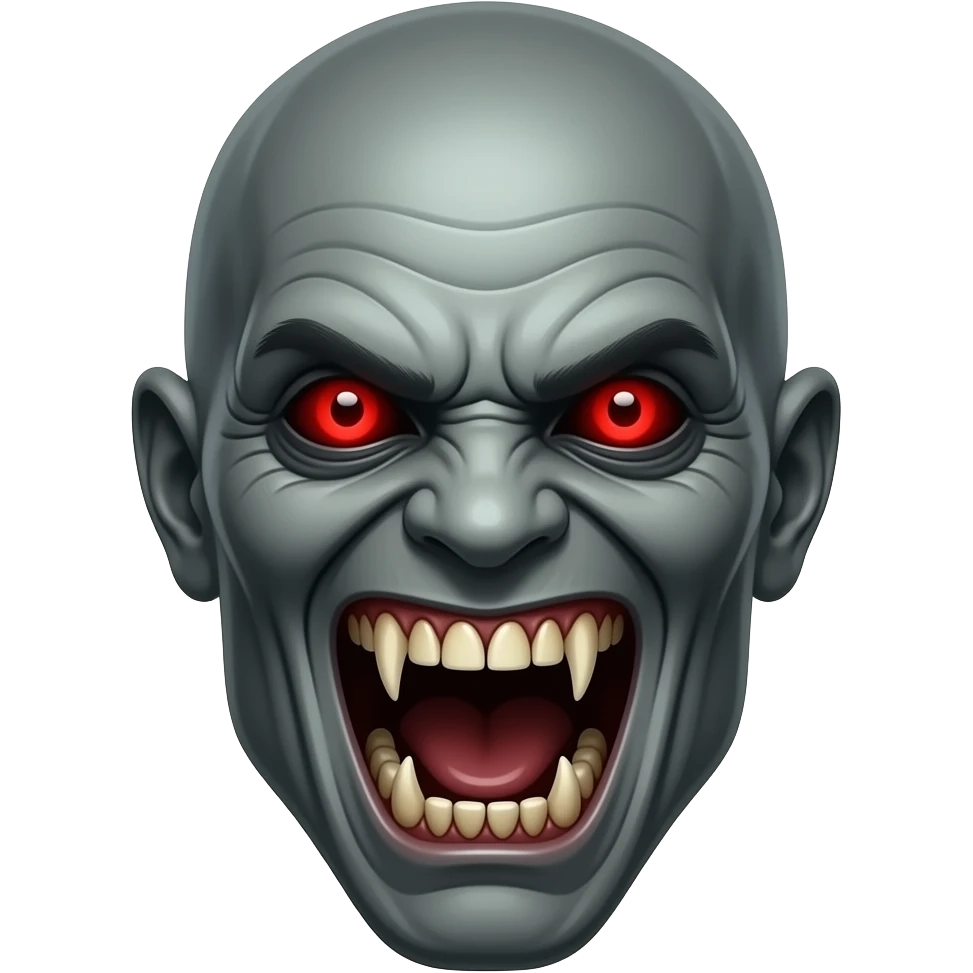 A 👹 face that jumpscares the screen with a horrifying scary expression. No nose or hair or eyebrows or ears emoji