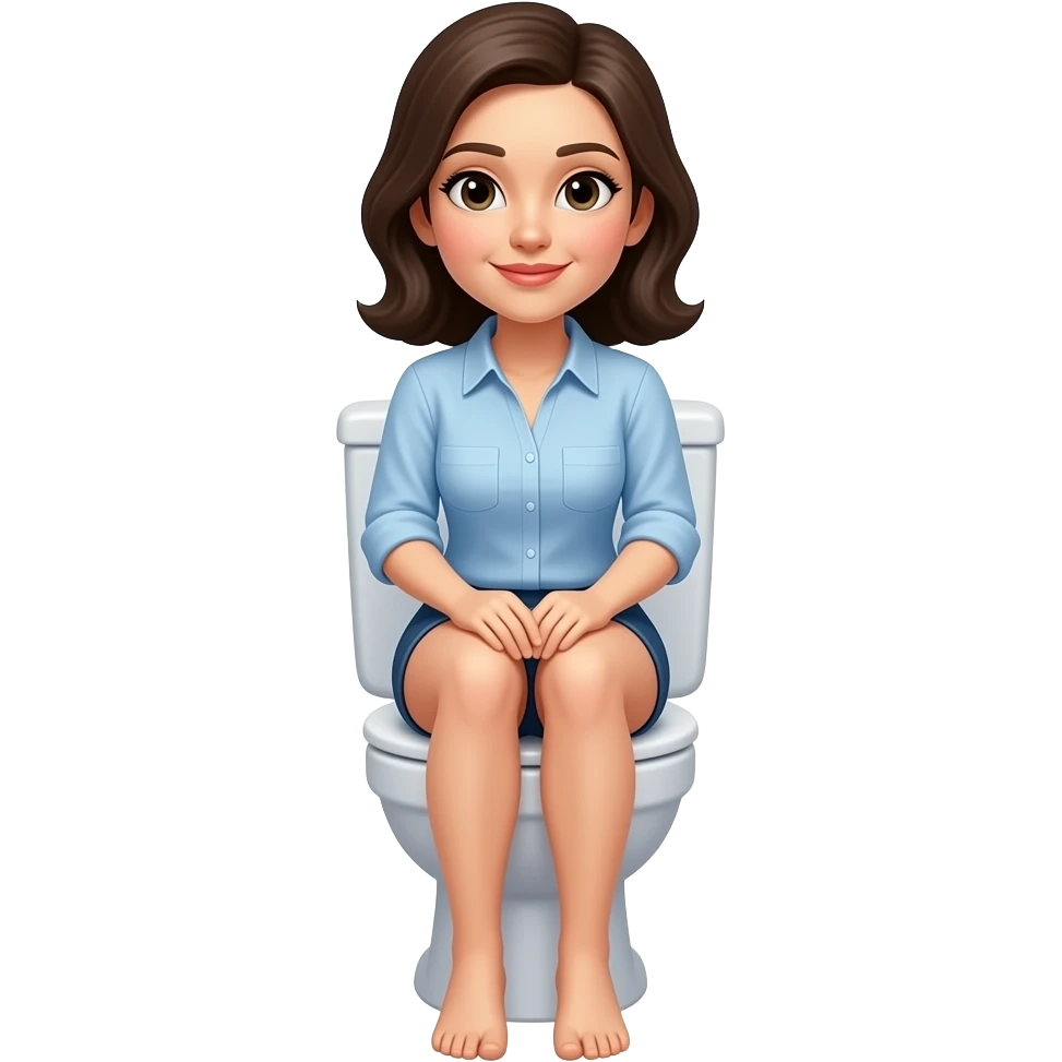 Woman only wearing shirt sits on the toilet emoji