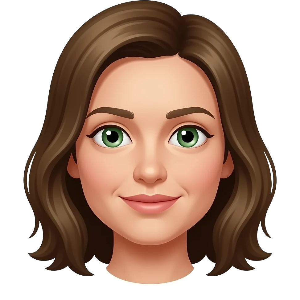 Please, keep the same emoji, as it is, but with slight changes: change her eyes to green (not too light green). And her hair colour to a dar blonde. She is jewish, so her nose is a bit bigger than that emoji