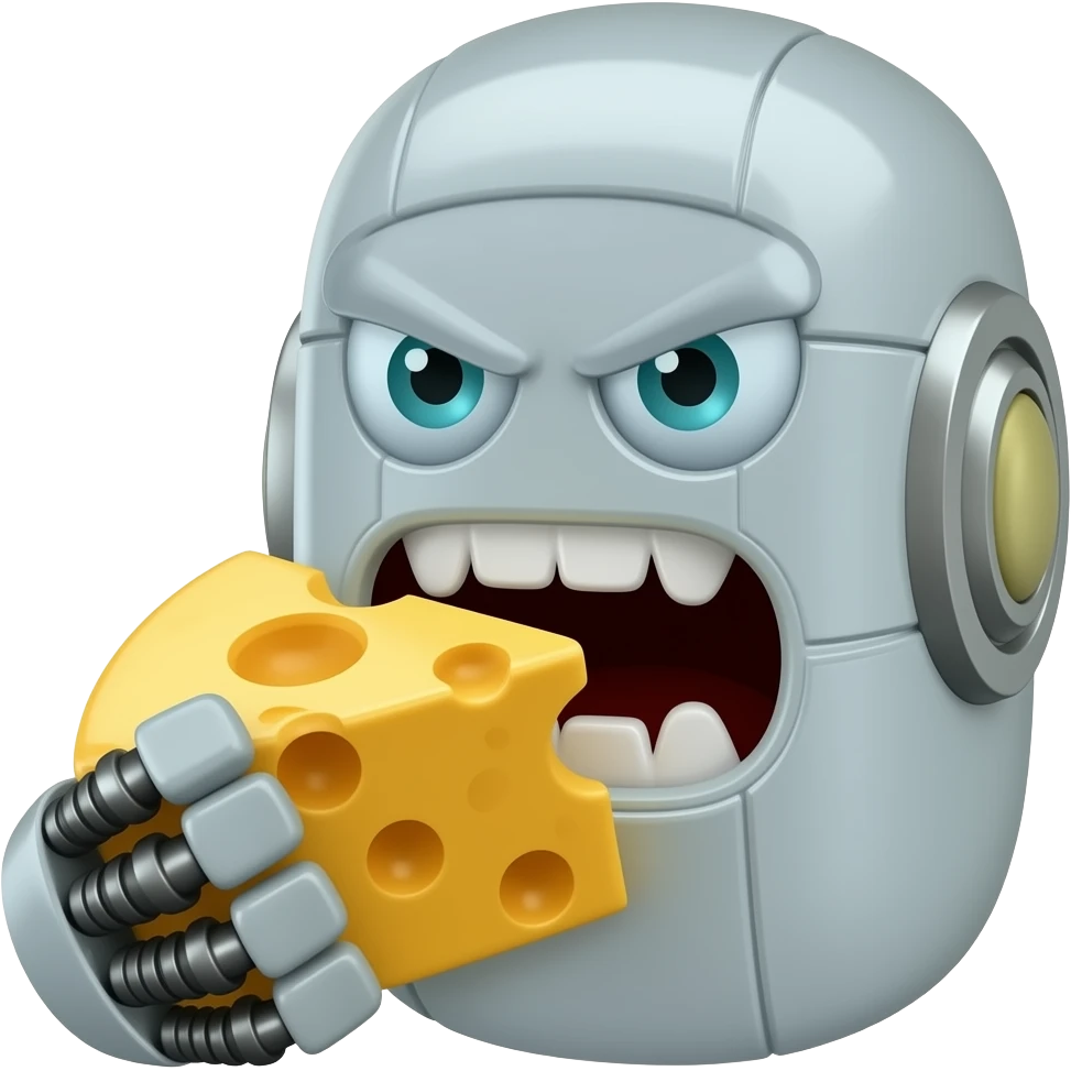 evil robot eats cheese emoji