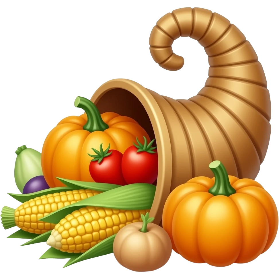 Cornucopia squash corn vegetables fruit transparent background emoji