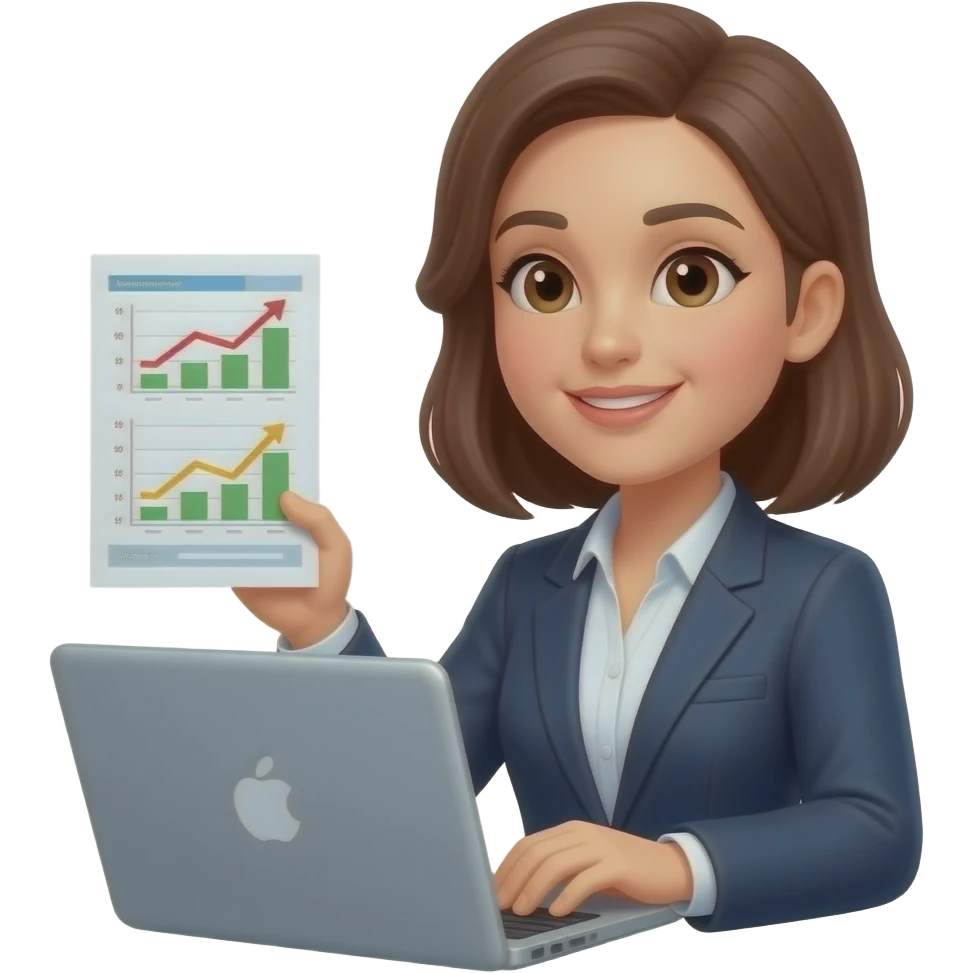 женщина работает с таблицами и трудностями emoji